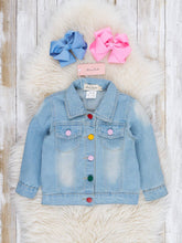 Load image into Gallery viewer, Rainbow Sequin Denim Jacket