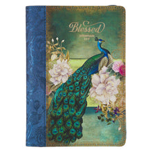 Load image into Gallery viewer, Journal Classic Zip Blue/Peacock Printed Blessed Jer. 17:7