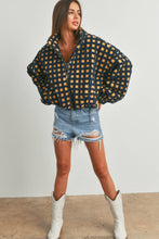 Load image into Gallery viewer, Navy/Gold Fuzzy Sherpa Jacket
