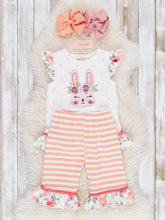 Load image into Gallery viewer, Punch Floral Bunny Ruffle Outfit