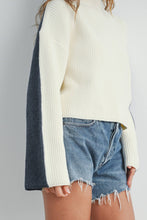 Load image into Gallery viewer, Ivory/Navy Turtleneck Sweater