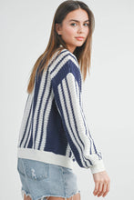 Load image into Gallery viewer, Drop Shoulder Striped Pattern Sweater