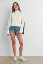 Load image into Gallery viewer, Ivory/Navy Turtleneck Sweater