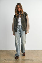 Load image into Gallery viewer, Wine Faux Leather Sherpa Jacket
