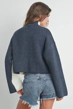 Load image into Gallery viewer, Ivory/Navy Turtleneck Sweater