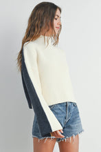 Load image into Gallery viewer, Ivory/Navy Turtleneck Sweater