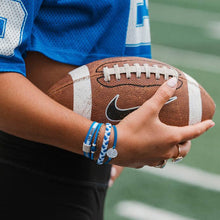 Load image into Gallery viewer, "Game Day" Blue & White Hair Tie Bracelets
