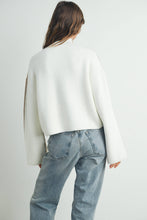 Load image into Gallery viewer, Ivory/Navy Turtleneck Sweater