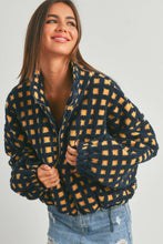 Load image into Gallery viewer, Navy/Gold Fuzzy Sherpa Jacket
