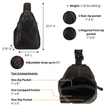 Load image into Gallery viewer, Sydney Unisex Leather Crossbody Bag – Brown