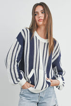 Load image into Gallery viewer, Drop Shoulder Striped Pattern Sweater