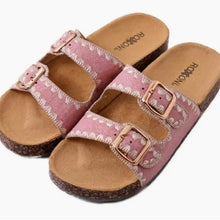 Load image into Gallery viewer, Pink Cork Sole Double Buckle Sandal
