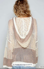 Load image into Gallery viewer, POL Oversize Beige Open Knit Color Block Dumpy Hood Sweater