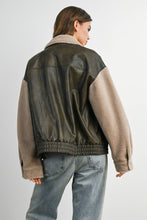 Load image into Gallery viewer, Wine Faux Leather Sherpa Jacket

