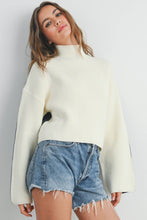 Load image into Gallery viewer, Ivory/Navy Turtleneck Sweater
