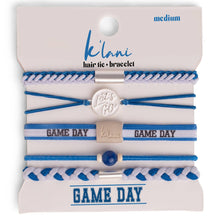 Load image into Gallery viewer, "Game Day" Blue &amp; White Hair Tie Bracelets
