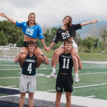 Load image into Gallery viewer, "Game Day" Blue &amp; White Hair Tie Bracelets
