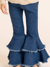 Load image into Gallery viewer, Blue Tiered Denim Bell Bottoms
