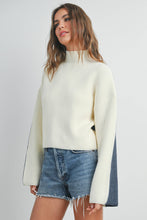 Load image into Gallery viewer, Ivory/Navy Turtleneck Sweater
