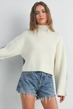 Load image into Gallery viewer, Ivory/Navy Turtleneck Sweater
