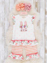 Load image into Gallery viewer, Punch Floral Bunny Ruffle Outfit
