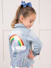Load image into Gallery viewer, Rainbow Sequin Denim Jacket
