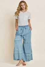 Load image into Gallery viewer, Light Denim Tiered Wide Leg Pants
