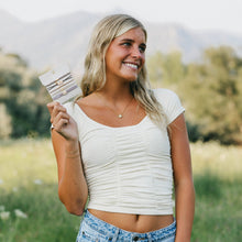 Load image into Gallery viewer, "Faith" Warm Neutrals with Gold Cross Hair Tie Bracelets

