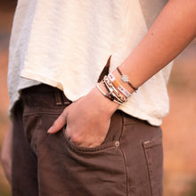 Load image into Gallery viewer, "Paws" Natural Hues with Silver &amp; Paw Accents Hair Tie Bracelet
