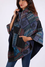 Load image into Gallery viewer, Monsoon Blue Patchwork Poncho One Size
