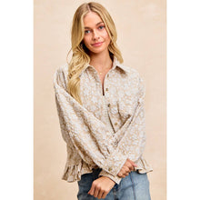Load image into Gallery viewer, Textured Floral Ruffled Hem
