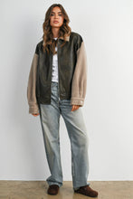Load image into Gallery viewer, Wine Faux Leather Sherpa Jacket
