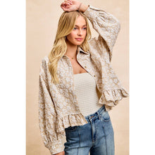 Load image into Gallery viewer, Textured Floral Ruffled Hem
