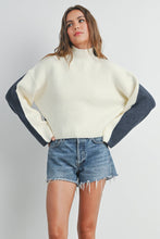 Load image into Gallery viewer, Ivory/Navy Turtleneck Sweater
