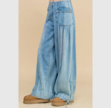 Load image into Gallery viewer, Ankle Drawstring Wide Denim Pants
