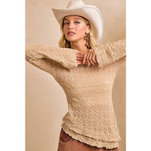 Load image into Gallery viewer, Textured Lace Diagonal Hemline Bell Sleeve
