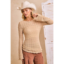 Load image into Gallery viewer, Textured Lace Diagonal Hemline Bell Sleeve
