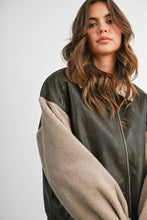 Load image into Gallery viewer, Wine Faux Leather Sherpa Jacket
