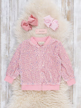 Load image into Gallery viewer, Rosy Sequin Velvet Bomber
