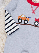 Load image into Gallery viewer, Fast Cars Embroidered Stripe Romper
