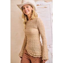 Load image into Gallery viewer, Textured Lace Diagonal Hemline Bell Sleeve
