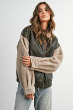Load image into Gallery viewer, Wine Faux Leather Sherpa Jacket

