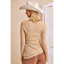 Load image into Gallery viewer, Textured Lace Diagonal Hemline Bell Sleeve
