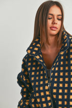Load image into Gallery viewer, Navy/Gold Fuzzy Sherpa Jacket
