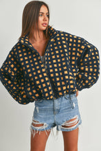 Load image into Gallery viewer, Navy/Gold Fuzzy Sherpa Jacket
