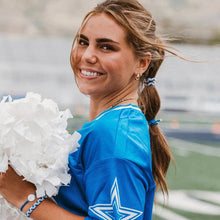 Load image into Gallery viewer, "Game Day" Blue &amp; White Hair Tie Bracelets
