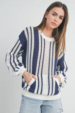 Load image into Gallery viewer, Drop Shoulder Striped Pattern Sweater
