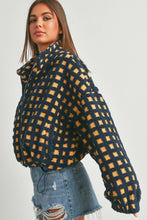 Load image into Gallery viewer, Navy/Gold Fuzzy Sherpa Jacket

