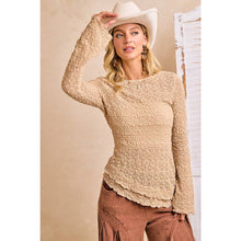 Load image into Gallery viewer, Textured Lace Diagonal Hemline Bell Sleeve
