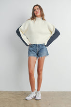 Load image into Gallery viewer, Ivory/Navy Turtleneck Sweater
